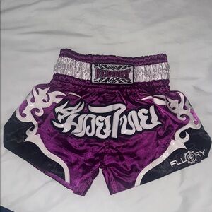 Fluory Purple and Black Muay Thai Shorts boxing shorts